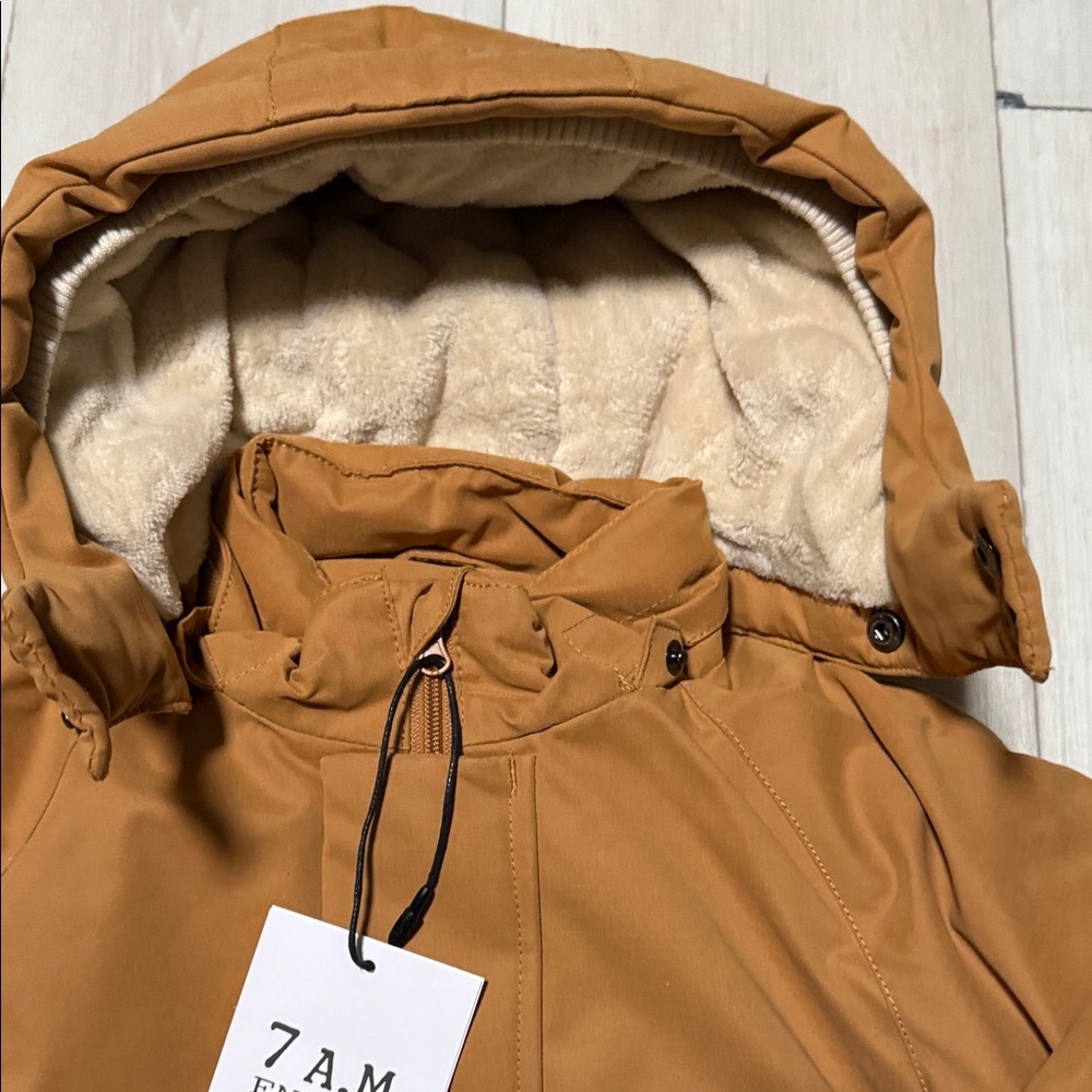 7 A.M. Enfant Brown Hooded Jacket Size 2-3 T Brand New Toddlers - Picture 3 of 13